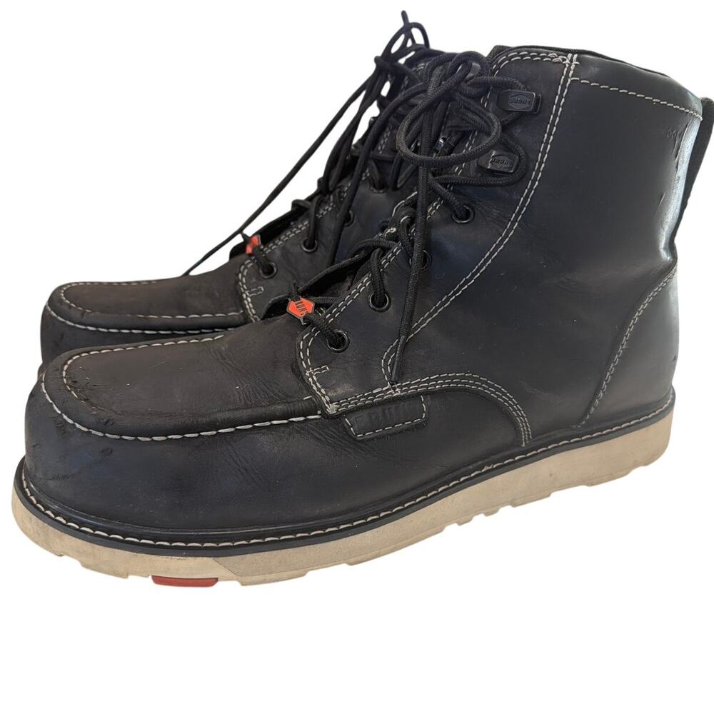 The BRUNT Men's Size 13 The Marin 6" Waterproof Black Work Boot moc toe design